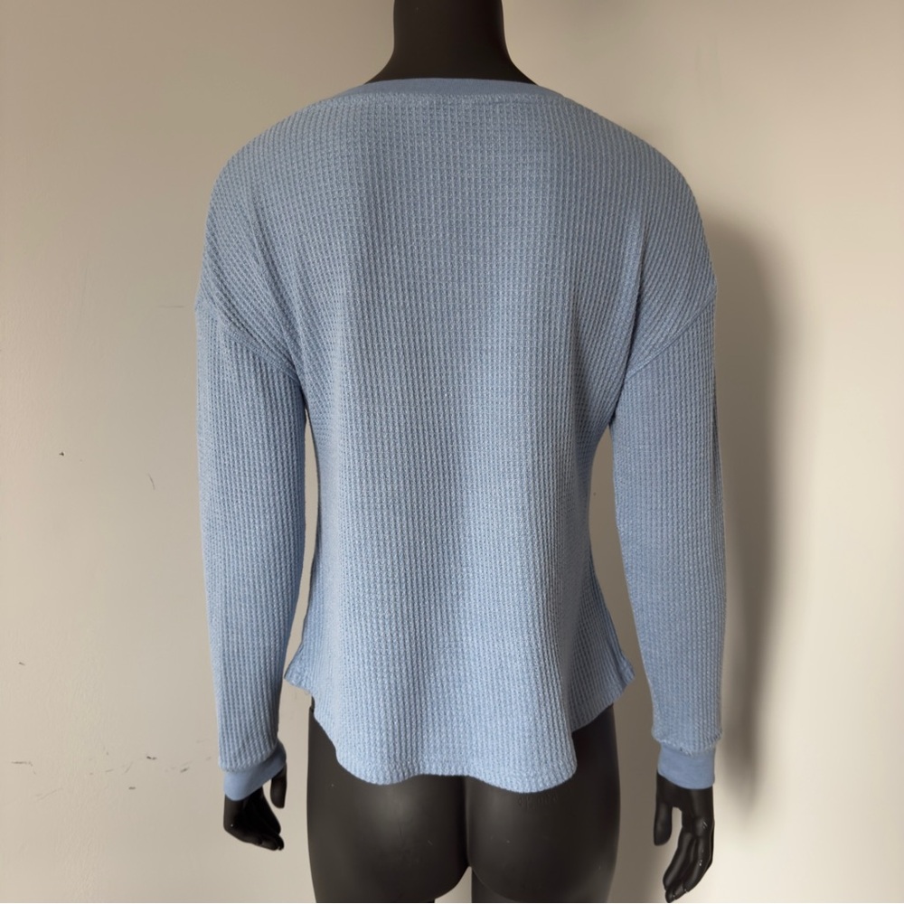 225. Knix Waffle Knit Henley Long Sleeve Top Blue – Size L - Picture 7 of 8